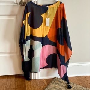 Tory Burch Tunic XS / S Capsule Logo Printed Beach Caftan Cover up NWT